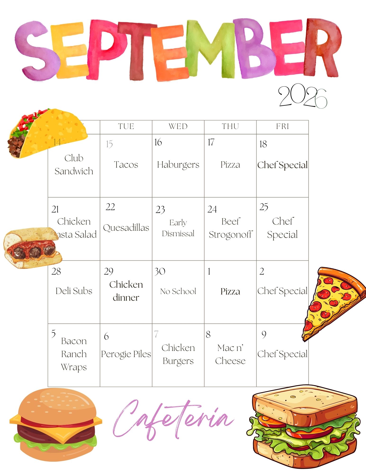 September Cafeteria